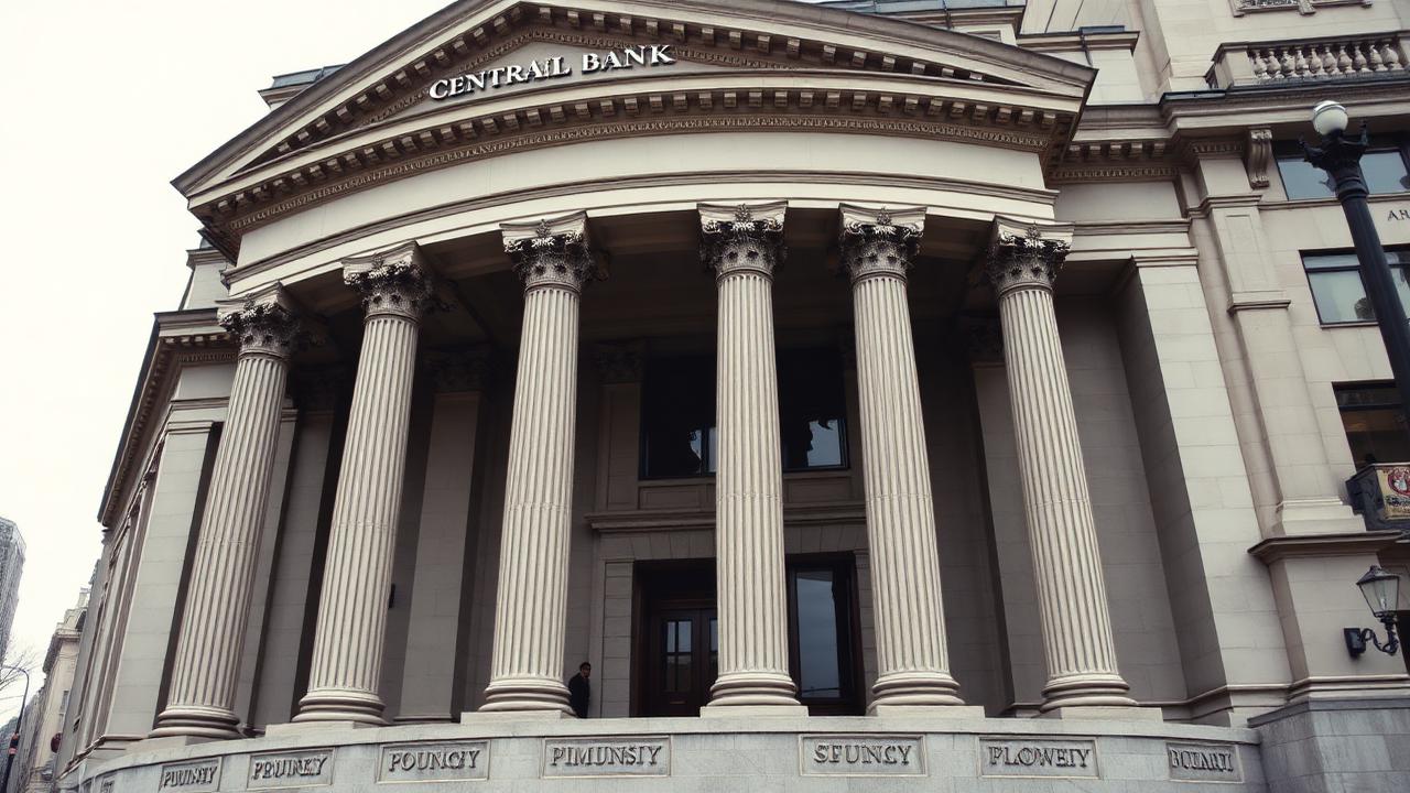A central bank headquarters in the financial district