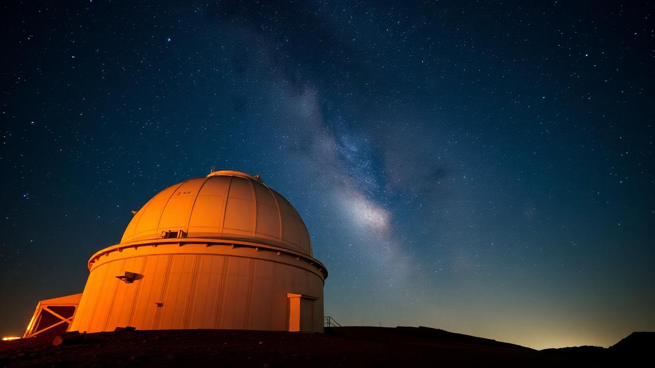 An observatory dome under the night sky